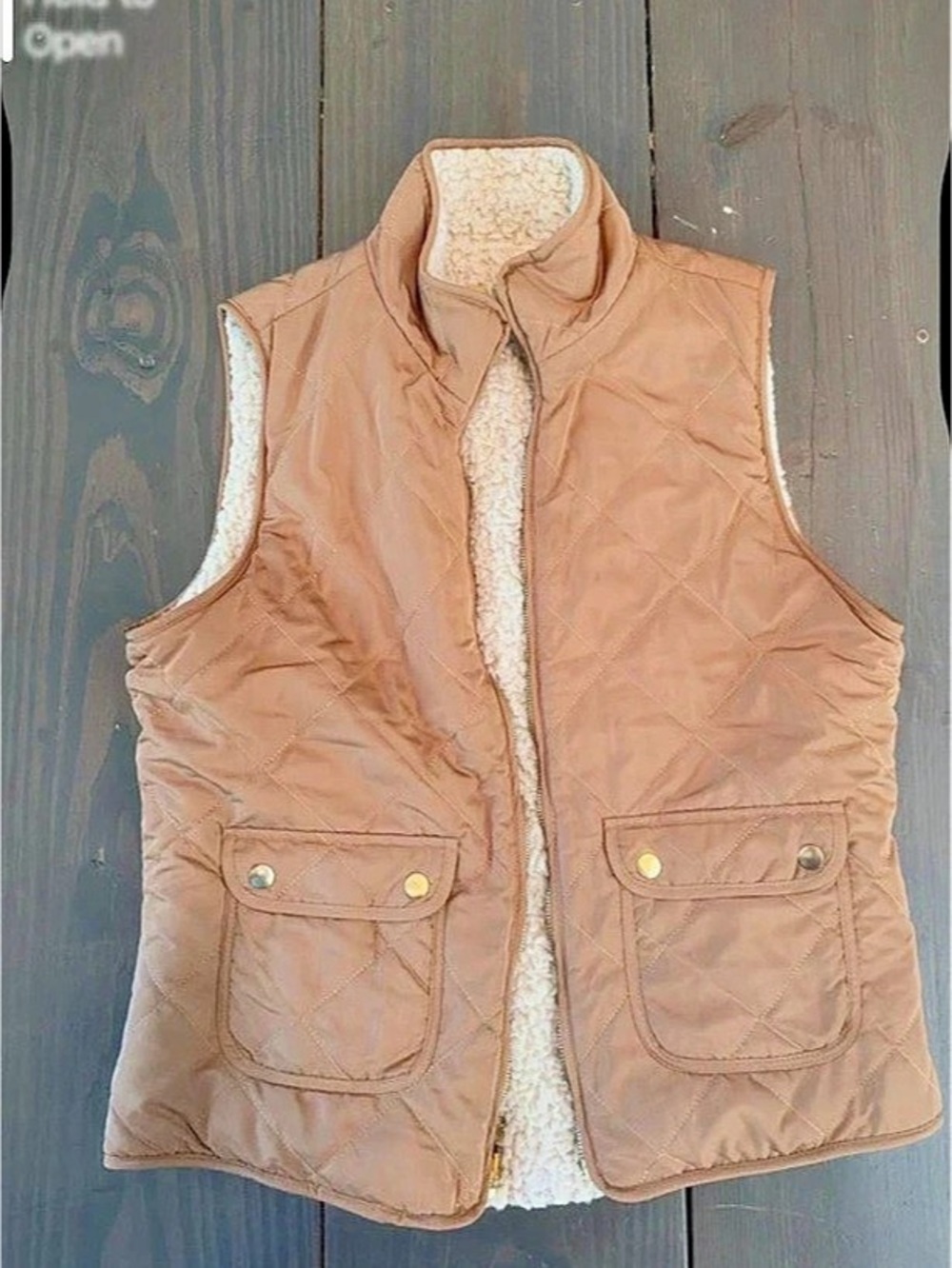 Reversible Sherpa Vest in Brown & Cream
